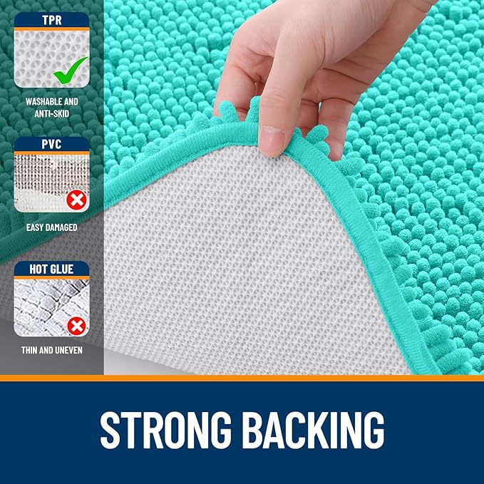 OLANLY Large Bathroom Rugs 44x32, Extra Soft Absorbent Chenille Bath Rugs, Rubber Backing Quick Dry, Machine Washable Bath Mats for Bathroom Floor, Tub and Shower, Home Decor Accessories, Teal