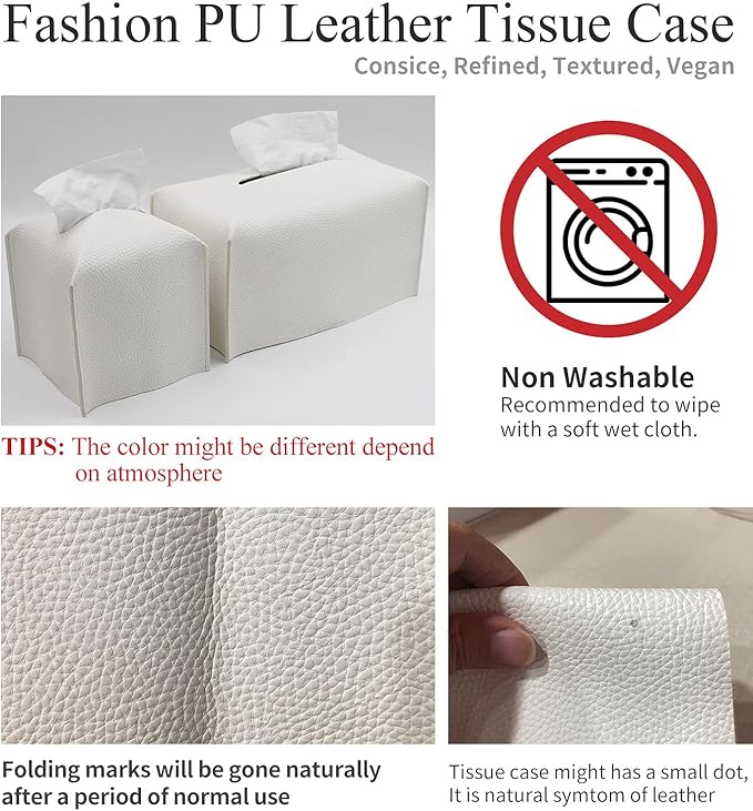 Livelab Tissue Box Cover, Square Decorative PU Leather Tissue Box Holder Modern Tissue Case Facial Paper Organizer Dispenser for Bathroom, Vanity Countertop, Night Stand, Desk, Car 5X5X5'' | Dark Gray