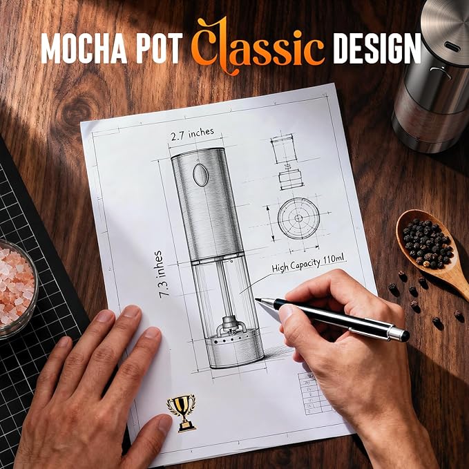 Electric Salt and Pepper Grinder Set โ Rechargeable Automatic Salt and Pepper Shaker with 6 Adjustable Coarseness, Large-Capacity Pepper Mill Kitchen Appliances and Home Essentials Gifts for Women