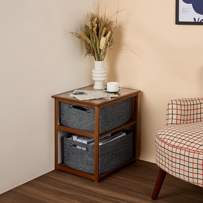 MiniArk Large Storage Baskets for Organizing, Closet Shelf Baskets for Clothes Blanket Towels, Baby Nursery, Toy Bins Box, Woven Rope Baskets, 17 x 13 x 7.5”, 4 Packs Dark Gray