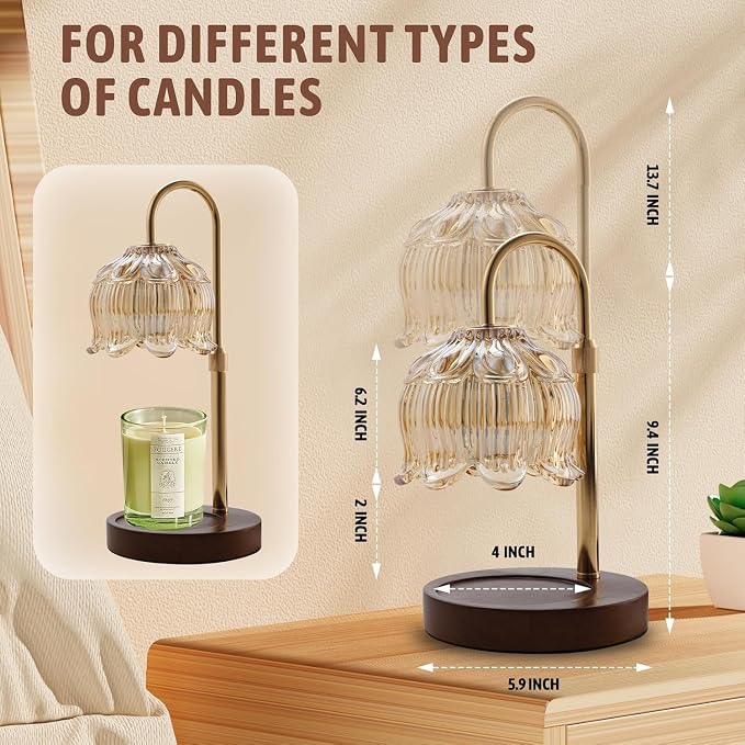 GEEZO Fragrance Candle Warmer Lamp,Electric Candle Warmer with Timer & Dimmer,Mom Christmas Birthday Gifts for Women, House Warming Gifts New Home Bedroom Decor