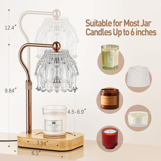 Candle Warmer Lamp with Timer - Flower Electric Wax Melter Warmer Adjustable Height for Jar Candles, Gift for Women, Mom, Christmas, Birthday,Home Decor