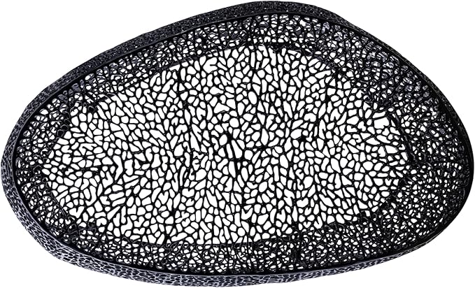 Modern Contemporary Oval-Shape 50" Coffee Table, Solid Aluminum intrigued Design, Mesh Cocktail Table, Creative Center Table for Living Room and Bedroom, Casted in Black