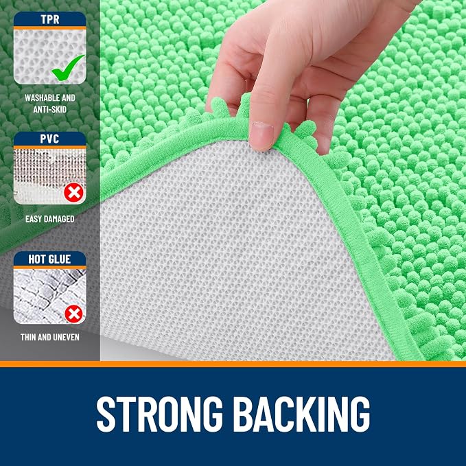 OLANLY Large Bathroom Rugs 45x27, Extra Soft Absorbent Chenille Bath Rugs, Rubber Backing Quick Dry, Machine Washable Bath Mats for Bathroom Floor, Tub and Shower, Home Decor Accessories, Mint Green