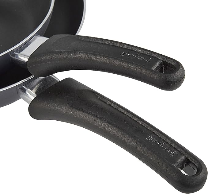 GoodCook Nonstick Aluminum Frying Pan Set, 8" and 10" Skillets, Black, Even Heating, Stay-Cool Ergonomic Handle, PFOA-Free Nonstick Coating, Ideal for Sautéing, Searing, and Frying