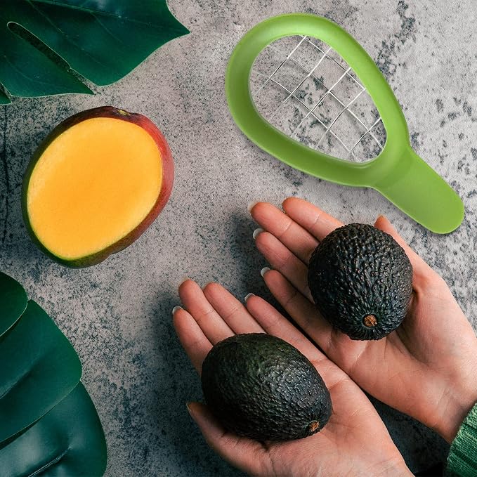 Avocado Slicer Tool - 3.2 x 6.3 Inches Avocado Cuber Tool with Ergonomic Handle, Easy to Use and Clean, Food-Grade Plastic and Stainless Steel, Good for Salads, Guacamole, or Smoothie