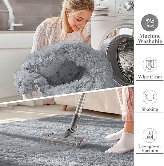 OLANLY Area Rugs for Living Room Bedroom, Machine Washable 4x5.9 ft Soft Fluffy Shaggy Bedside Rug, Indoor Floor Carpet for Kids Girls and Boys, Dorms, Nursery Rooms, Home Decor, Silver Grey