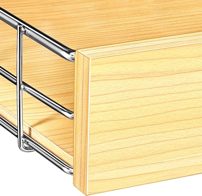 LYNK PROFESSIONAL® SELECT™ Slide Out Cabinet Organizer Pull Out Drawer, 17" x 21" Pull Out Cabinet Organizer – Pull Out Shelves for Kitchen Cabinets – Roll Out - Lifetime Ltd. Warranty, Wood Chrome