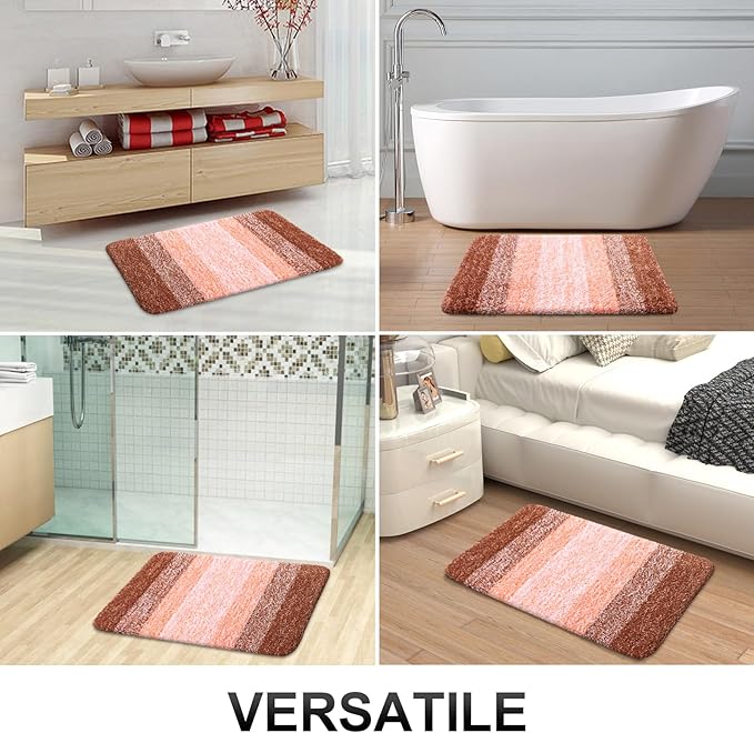 OLANLY Small Bathroom Rugs Mat 24x16, Extra Soft Absorbent Microfiber Bath Rugs, Rubber Backing, Quick Dry, Machine Washable Bath Mat for Bathroom Floor, Tub and Shower, Home Decor Accessories, Orange