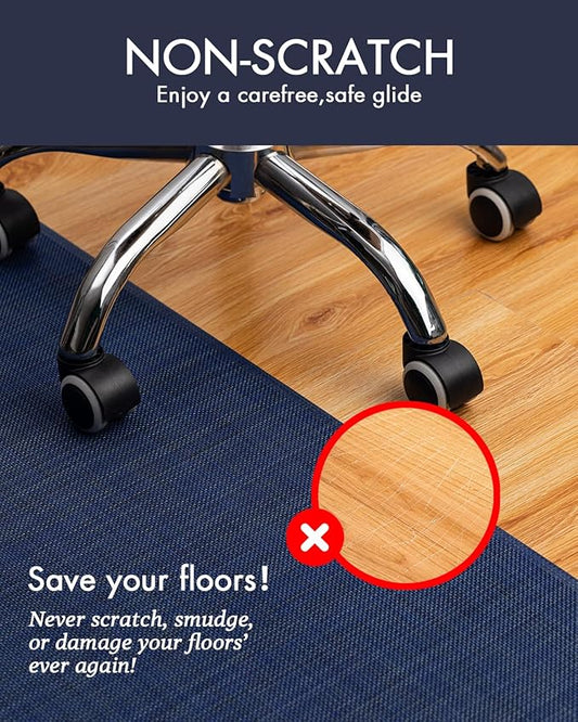BARoyal Office Chair Mat for Hardwood Floor Under Desk Computer Rolling Chair Mat for Wood/Tile Floor Non-Slip Heavy Duty Desk Rug PVC Plastic Hard Floor Protector 36" x 48"(Indigo)