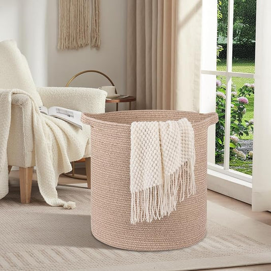 OIAHOMY 80L Laundry Hamper, Storage Basket with Handles, Laundry Basket For Toys, Pillows, Blankets,Clothes-20x18in-Brown