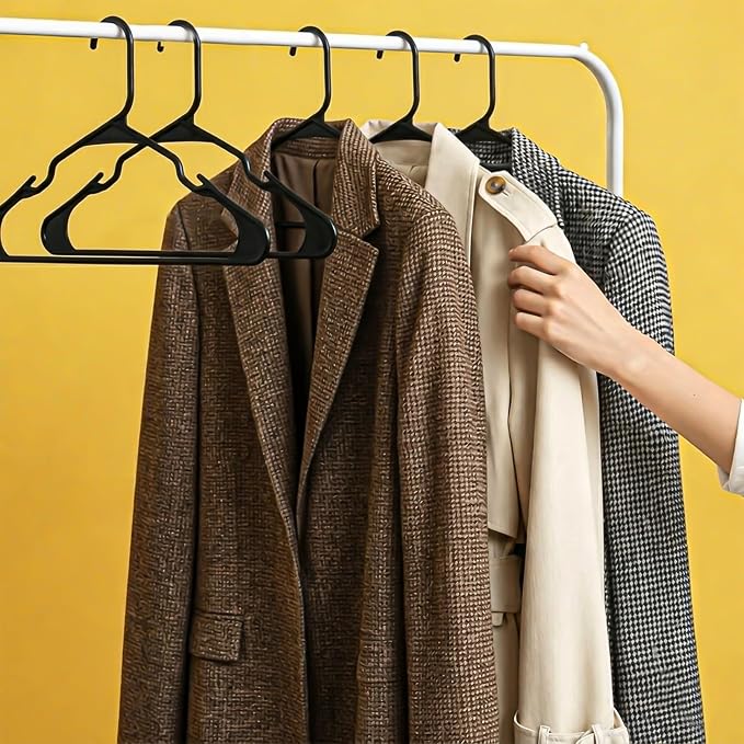 Utopia Home - Plastic Hangers 20 Pack - Space Saving Clothes Hanger - Durable and Strong Closet Organizers and Storage Makes It Ideal Stocking Stuffers or Apartment or Dorm Room Essentials (Black)