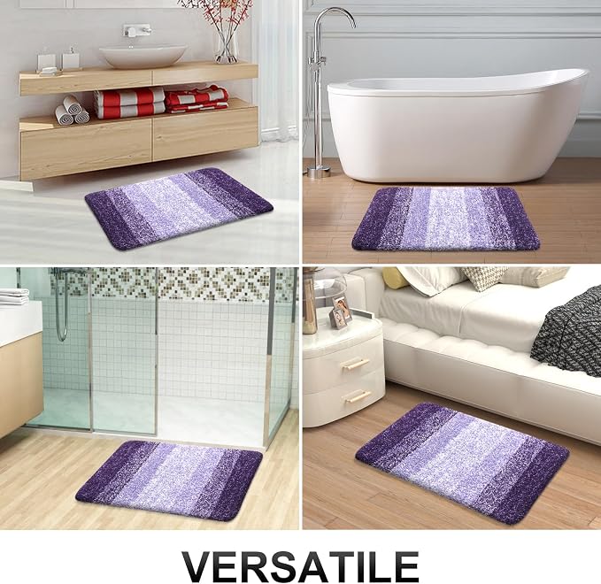 OLANLY Small Bathroom Rugs Mat 24x16, Extra Soft Absorbent Microfiber Bath Rugs, Rubber Backing, Quick Dry, Machine Washable Bath Mat for Bathroom Floor, Tub and Shower, Home Decor Accessories, Violet