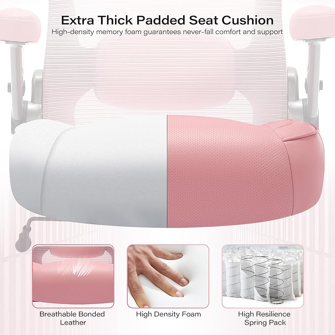 600lbs Big and Tall Office Chair- Heavy Duty Executive Computer Chair with 3D Flip Arms Large Wheels, Ergonomic Mesh High Back Desk Chair, Extra Wide Seat Adjustable Lumbar Support&Headrest
