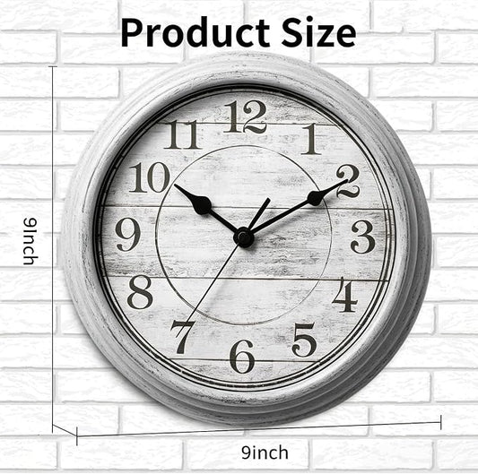 Wall Clock, 9 Inch Silent Wall Clocks Battery Operated, Decorative Clocks for Kitchen Living Room, Bedroom (Gray)