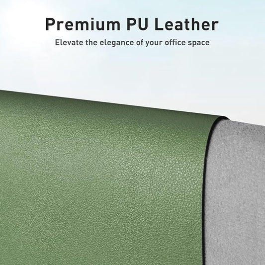 Aothia Faux Leather Desk Mat - Non-Slip PU Leather Desk Blotter, Waterproof Writing Surface, Large Desk Pad for Office & Home (Olive Green, 55" x 17")