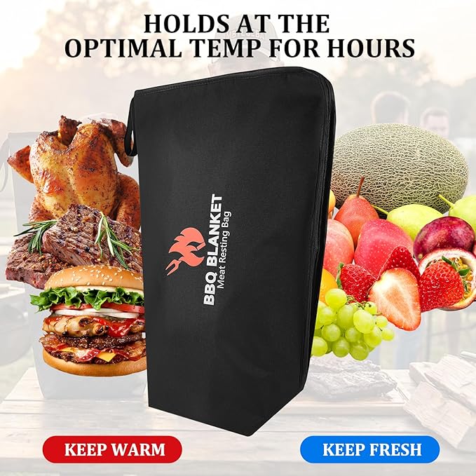 21-Inch BBQ Blanket for Resting Meat, Heavy-Duty Oxford Cloth Brisket Bag with 5-Layer Thermal Insulation, Water-Resistant & Easy Wipe Clean, Perfect Valentine's Day for Pitmaste