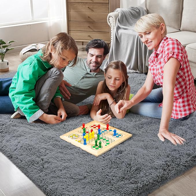 Shag Runner Rug for Bedroom Living Room 2x6 Upgrade Non-Slip Fluffy Soft Bedside Rugs,Grey Shaggy Gray Carpet for Livingroom Dorm Home Decor Aesthetic