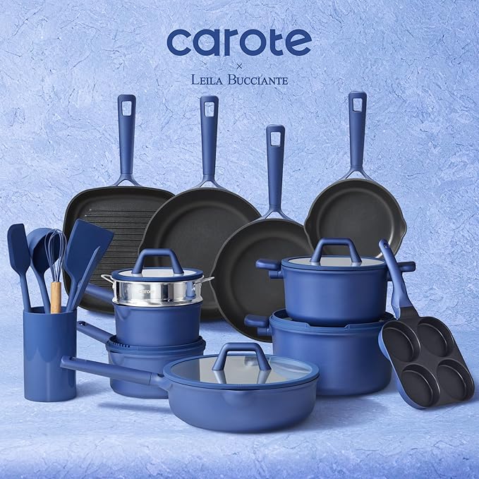 CAROTE 31PCS Pots and Pans Set, Nonstick Cookware Set Kitchen Non Stick Induction Titanium Cookware Non-toxic Granite Cooking set, PFOA Free