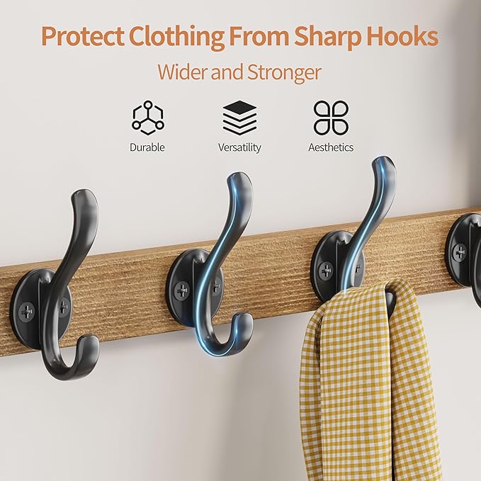 29 inch Coat Rack Wall Mount with Shelf, Set of 2 Heavy Duty Coat Hooks Wall Mount, Entryway Coat Hanger Wall Shelf with Key Holders and Mail Organizer for Living Room, Bedroom, Bathroom