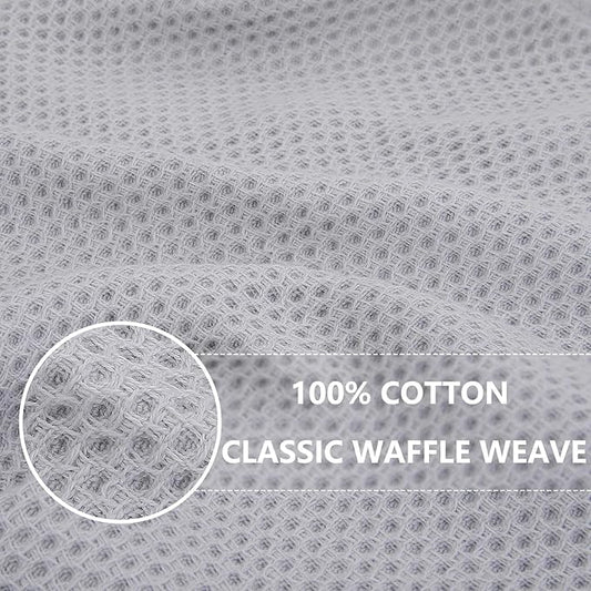Homaxy 100% Cotton Waffle Weave Kitchen Dish Towels, Ultra Soft Absorbent Quick Drying Cleaning Towel, 13 x 28 Inches, 24-Pack, Light Gray