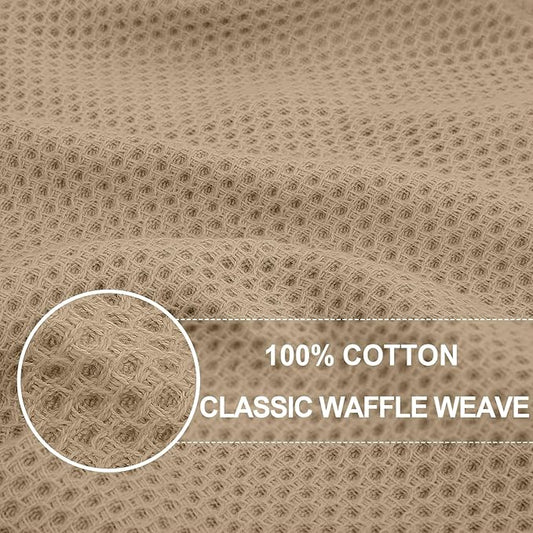 Homaxy 100% Cotton Oversized Waffle Weave Kitchen Dish Towels, Ultra Soft Absorbent Quick Drying Cleaning Towel, 20x28 Inches, 6-Pack, Tan