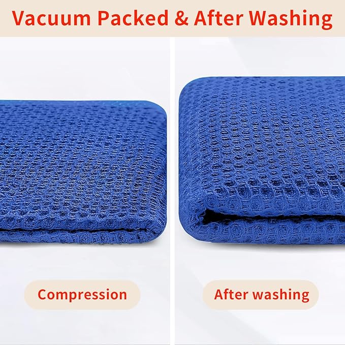 Homaxy 100% Cotton Waffle Weave Kitchen Dish Cloths, Ultra Soft Absorbent Quick Drying Dish Towels, 12 x 12 Inches, 18-Pack, Blueberry