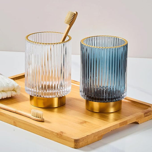 Makeup Brush Holder Organizer,Toothbrush Holders,Desk Pen Pencil Holder,Multifunctional Vintage Glass Brush Cup(L/White/A3-9-US)