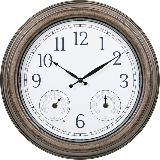La Crosse Technology 435-3239-INT 15.5-Inch Lighted Leaf's Outdoor Analog Clock with Temp and Humidity