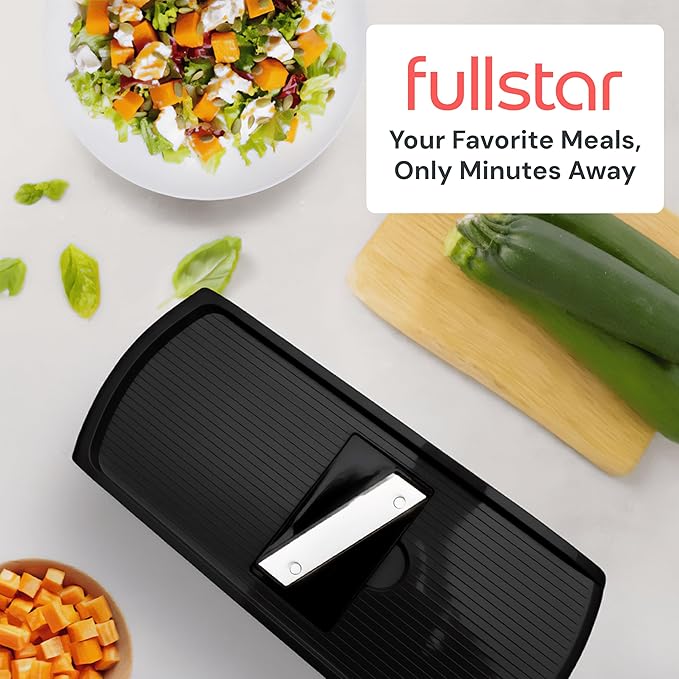 Fullstar All in One Vegetable Chopper and Mandoline Slicer - Food Chopper with Container and Julienne Slicer, Fruit Slicer, Veggie Cutter, Kitchen Gadgets & Gift for Mom (8 in 1, Black)