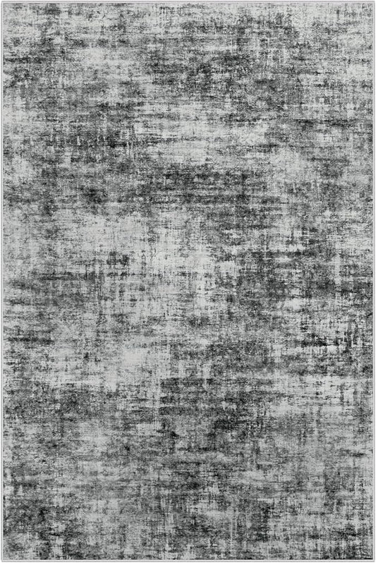 8x10 Area Rugs Washable Rug: Modern Abstract Living Room Rug Soft Anti-Skid Thin Carpet Indoor Floor Non-Shedding Carpets for Bedroom Dining Room Farmhouse Nursery Home Office Black