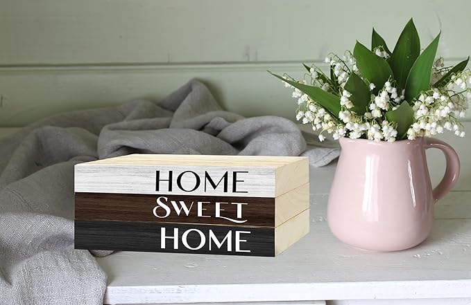 Decorative Books For Home Decor, Wood Book Stack For Table Decor, Home Decor Book For Living Room Mantel, Farmhouse Stacked Books Decorative(L45)