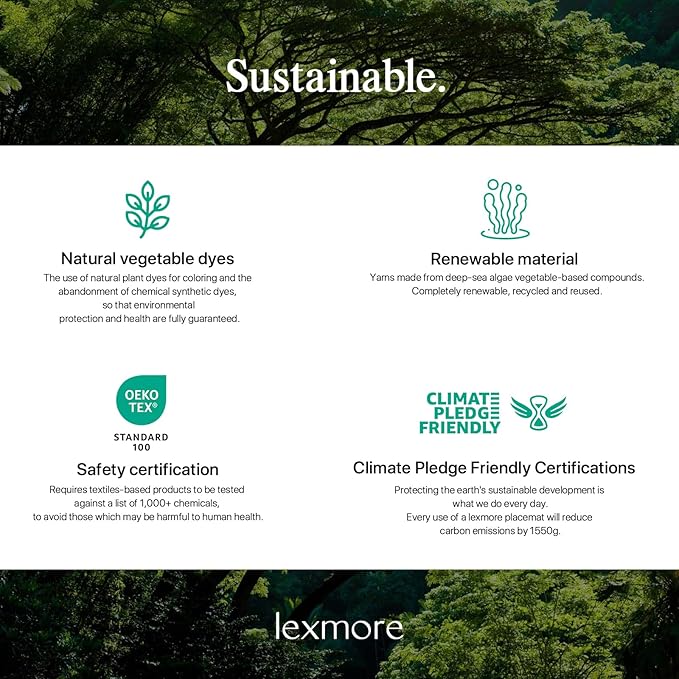 LEXMORE Placemats Set of 12 Vinyl/Plastic Woven Place Mats for Kitchen Table Indoor/Outdoor Washable Placemat Wipeable Dining Table Mats(Light Brown)
