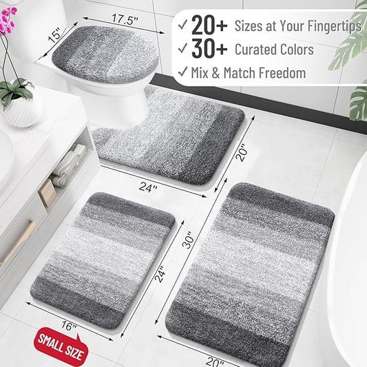 OLANLY Large Bathroom Rugs Mat 47x32, Extra Soft Absorbent Microfiber Bath Rugs, Rubber Backing, Quick Dry, Machine Washable Bath Mats for Bathroom Floor, Tub and Shower, Home Decor Accessories, Grey