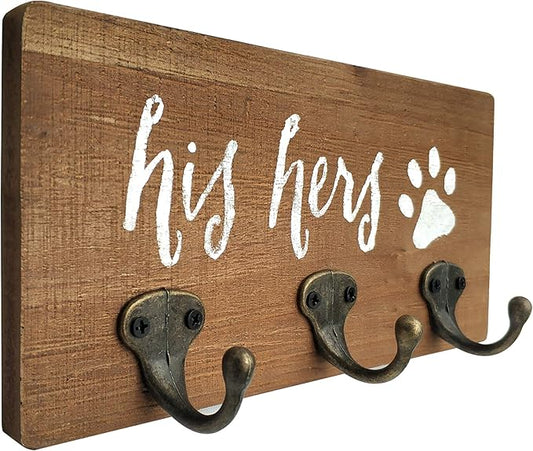 Key Holder Wall Mount, Dog Leash Holder for Wall, Decorative Rustic Entryway Hooks, Farmhouse Home Decor His Hers Gifts