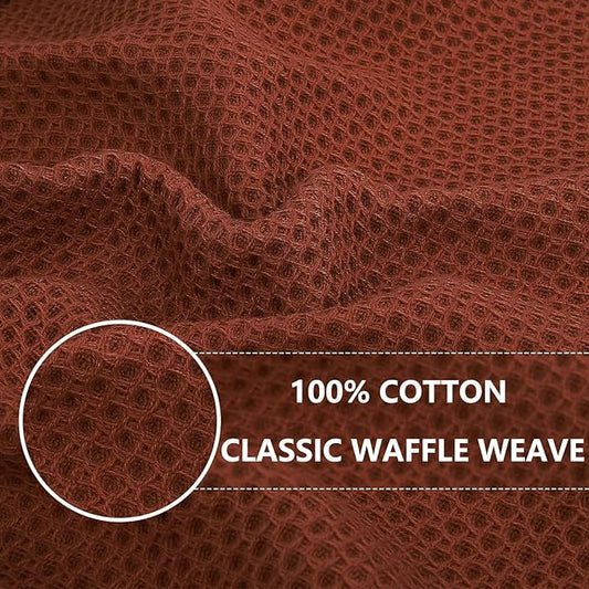 Homaxy 100% Cotton Waffle Weave Kitchen Dish Cloths, Ultra Soft Absorbent Quick Drying Dish Towels, 12 x 12 Inches, 18-Pack, Rust