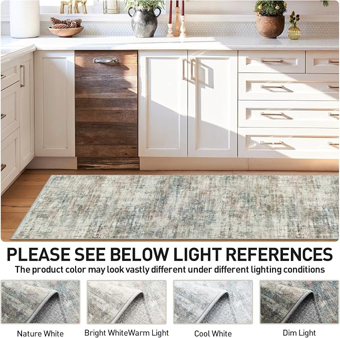 2'6''x8' Runner Rugs Washable Rug: Modern Abstract Hallway Runner Rug Indoor Soft Low Pile Thin Carpet Anti-Skid Non-Shedding Carpets for Kitchen, Entryway, Laundry, Bedroom - Multi Color