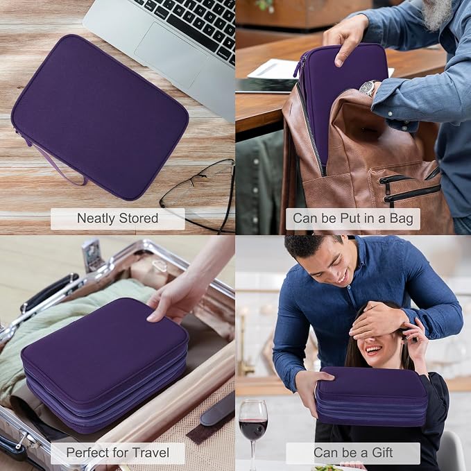 FYY Electronic Organizer, Extra Large Travel Cable Organizer Bag Pouch Portable Waterproof Double Layers All-in-One Storage Bag for iPad, Cable, Power Bank, Laptop Charger for Office/Home, Purple