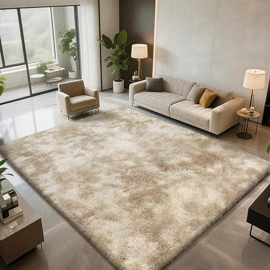 9X12 Large Area Rugs for Living Room Bedroom,Big Shag Rug for Bedroom Dorm,Soft Fluffy Indoor Carpet Plush Rugs for Living Room Home Decor,Camel