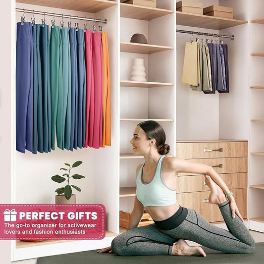 30 Pack Pants Hangers with Clip,Legging Organizer for Closet Hanging, Space Saving Yoga Pants Hangers Clip Hanger Wardrobe Organization,Closet Organizers and Storage for Jeans,Shorts,Skirts,Hats-Gray