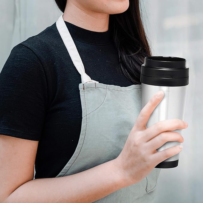 DISCOUNT PROMOS Insulated Stainless Steel Travel Mugs 16 oz. Set of 10, Bulk Pack - Perfect for Iced Coffee, Soda, Other Hot & Cold Beverages - Stainless Steel