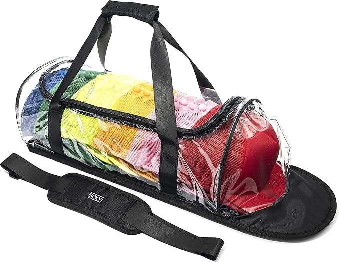 Boxy Concepts Transparent Dome Hat Storage Bag - Black, 27 x 9 x 8 in - Holds 24 Caps as Baseball Cap Organizer - Travel-Friendly Headwear Organizer - Hat Rack for Wall