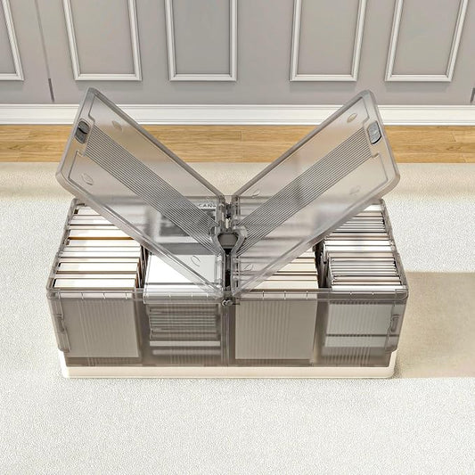 FLEXIMOUNTS 2-Pack Under Bed Storage with Wheels, 108 QT Large Collapsible & Stackable Containers, Foldable Organizer Bins for Blankets, Shoes, Books, Bedroom Closet