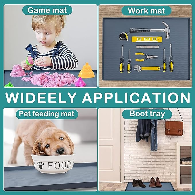 URMONA Waterproof Silicone Under Sink Mat 25'' x 19'' Shelf Liner for Kitchen and Bathroom, Cabinet and Counter Protector, Storage and Organizers, Litter Mat, Pet Cat Puppy Essentials(Beige)