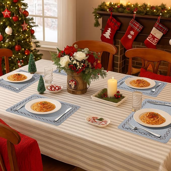 Placemats Set of 6, Heat Resistant & Waterproof Table Mats for Dining, Non Slip Scratch Proof Place Mats for Kitchen, Easy to Clean - Outdoor,Indoor Use(17x12 Inch)