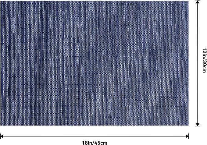 Leetaltree Blue Placemats Set of 12 - Heat Resistant Non-Slip Place mats for Dining Table, Washable Durable PVC Vinyl Woven Table Mats(Blue, 12)