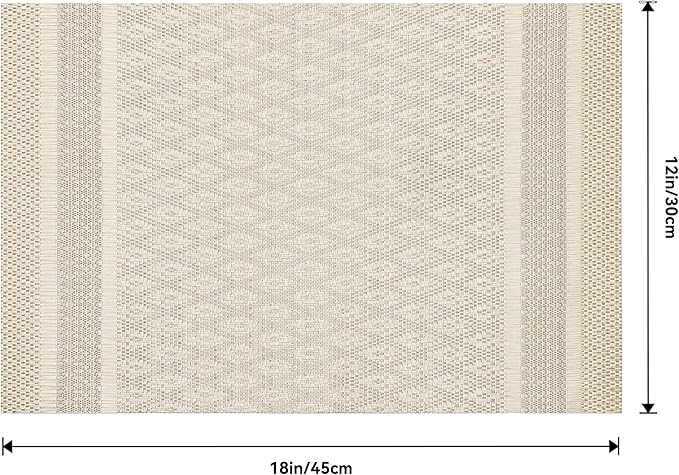 Leetaltree Stardust Yellow Placemats Set of 6 - Heat Resistant Non-Slip Place mats for Dining Table, Washable Durable PVC Vinyl Woven Table Mats(Stardust Yellow, 6)