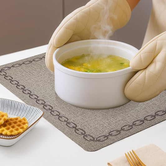 Placemats Set of 4, Heat Resistant & Waterproof Table Mats for Dining, Non Slip Scratch Proof Place Mats for Kitchen, Easy to Clean - Outdoor,Indoor Use(17x12 Inch)
