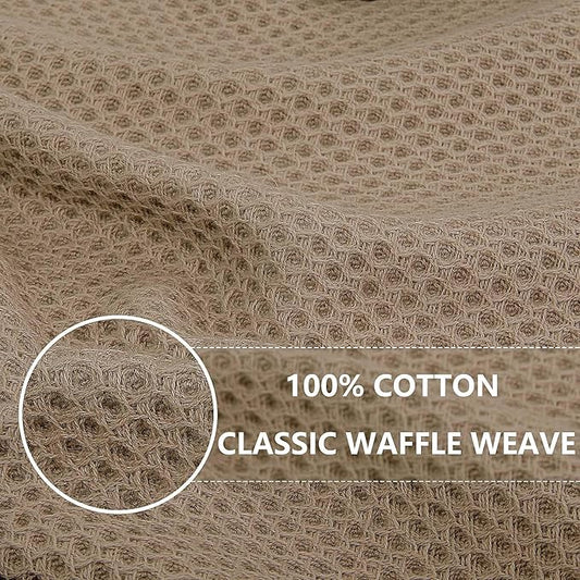 Homaxy 100% Cotton Waffle Weave Kitchen Dish Cloths, Ultra Soft Absorbent Quick Drying Dish Towels, 12 x 12 Inches, 18-Pack, Tan