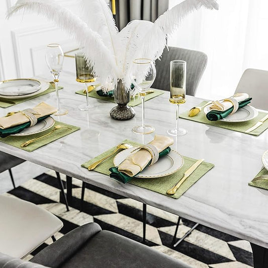 Home Brilliant Cloth Placemats Set of 6 Heat Resistant Dining Table Place Mats Kitchen Table Mats for Spring Holiday Dinner Decor, Grass Green